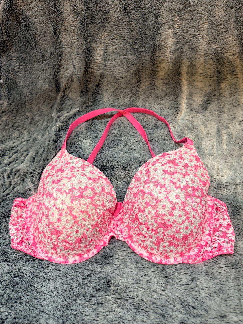 Pink Victoria’s Secret neon Pink Floral T-shirt Bra - Women Intimates